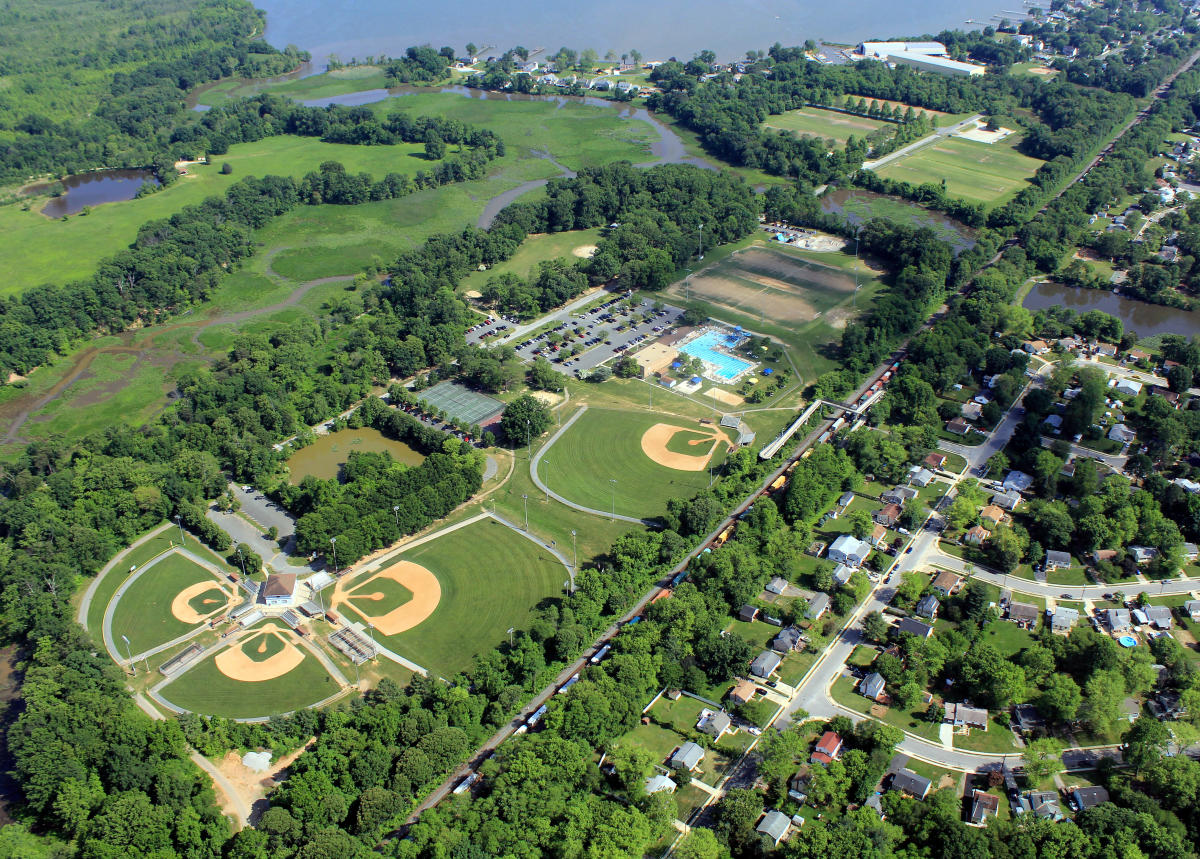 Veterans memorial park aerial view